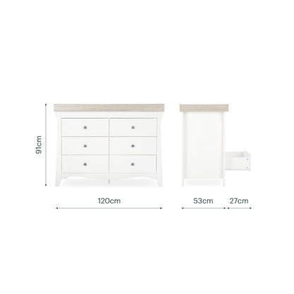 CuddleCo Clara 6 Drawer Dresser Changer - White & Ash