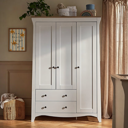 CuddleCo Clara 3 Door Triple Wardrobe - White & Ash