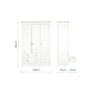CuddleCo Clara 3 Door Triple Wardrobe - White & Ash
