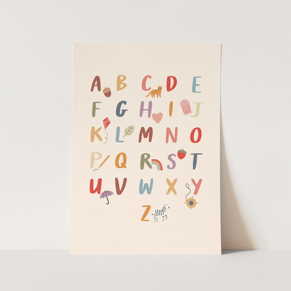 Kid of the Village Colourful Alphabet Fine Art Print