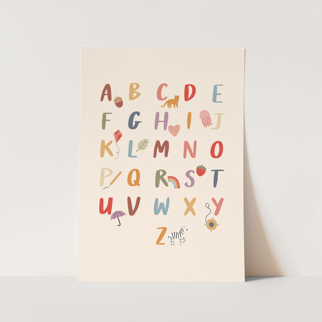 Kid of the Village Colourful Alphabet Fine Art Print