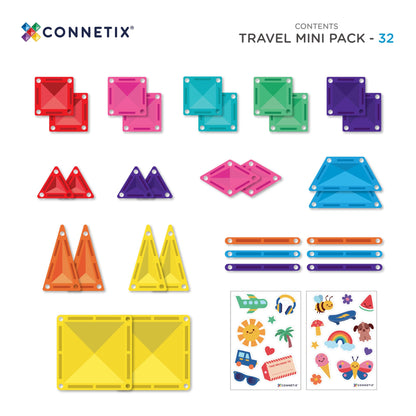 CONNETIX Magnetic Tiles 32 Piece Travel Mini Pack
