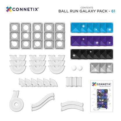 CONNETIX Magnetic Tiles 61 Piece Ball Run Galaxy Pack