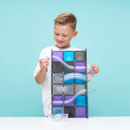 CONNETIX Magnetic Tiles 61 Piece Ball Run Galaxy Pack