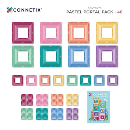 Connetix Magnetic Tiles 48 Piece Pastel Portal Pack