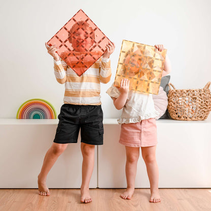 Connetix Tiles 2 Piece Base Plate Pack - Lemon & Peach