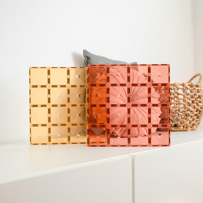 Connetix Tiles 2 Piece Base Plate Pack - Lemon & Peach