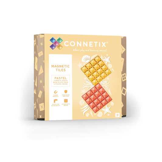 Connetix Tiles 2 Piece Base Plate Pack - Lemon & Peach