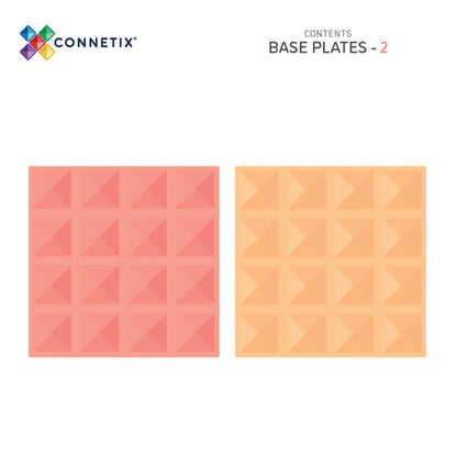 Connetix Tiles 2 Piece Base Plate Pack - Lemon & Peach