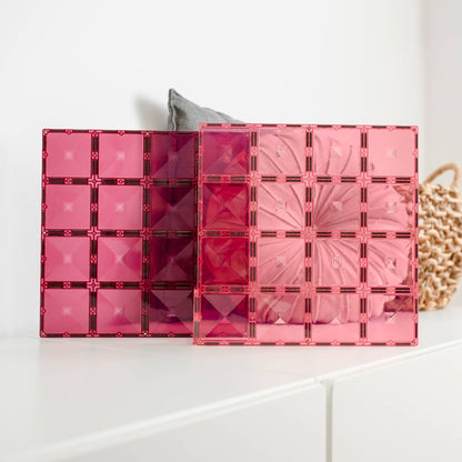 Connetix Tiles 2 Piece Pastel Base Plate Pack - Pink & Berry