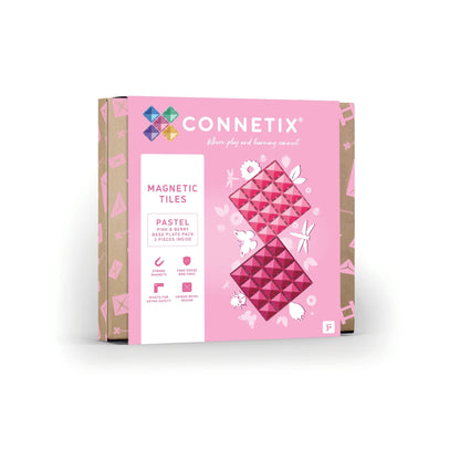 Connetix Tiles 2 Piece Pastel Base Plate Pack - Pink & Berry
