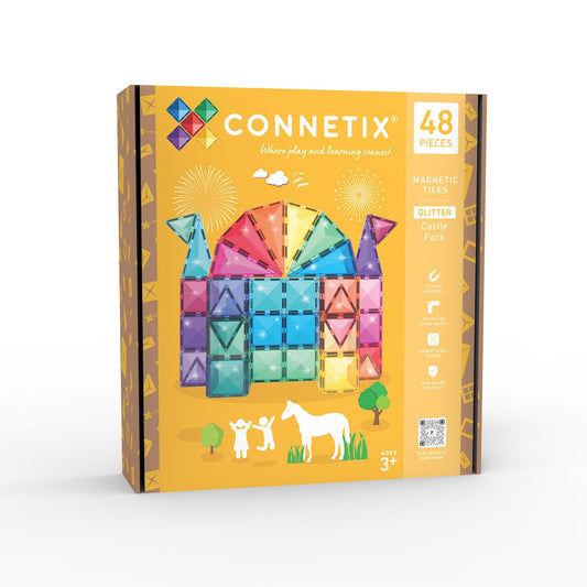 Connetix Tiles - 48 Piece Glitter Castle Pack