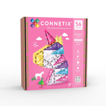 Connetix Tiles - 56 Piece Glitter Unicorn Pack