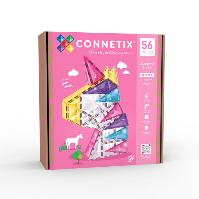 Connetix Tiles - 56 Piece Glitter Unicorn Pack