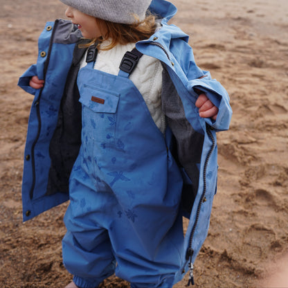 Toastie Fully Waterproof Dungarees - Rain Blue Magic Print