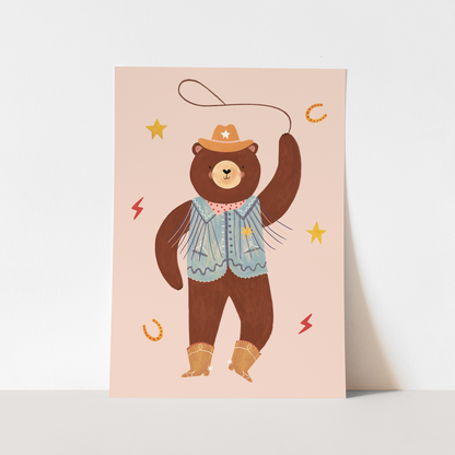 Kid of the Village Cowboy Bear Fine Art Print