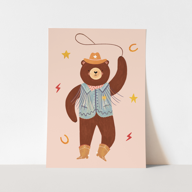 Kid of the Village Cowboy Bear Fine Art Print