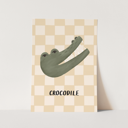 Kid of the Village Crocodile Check Fine Art Print - Beige