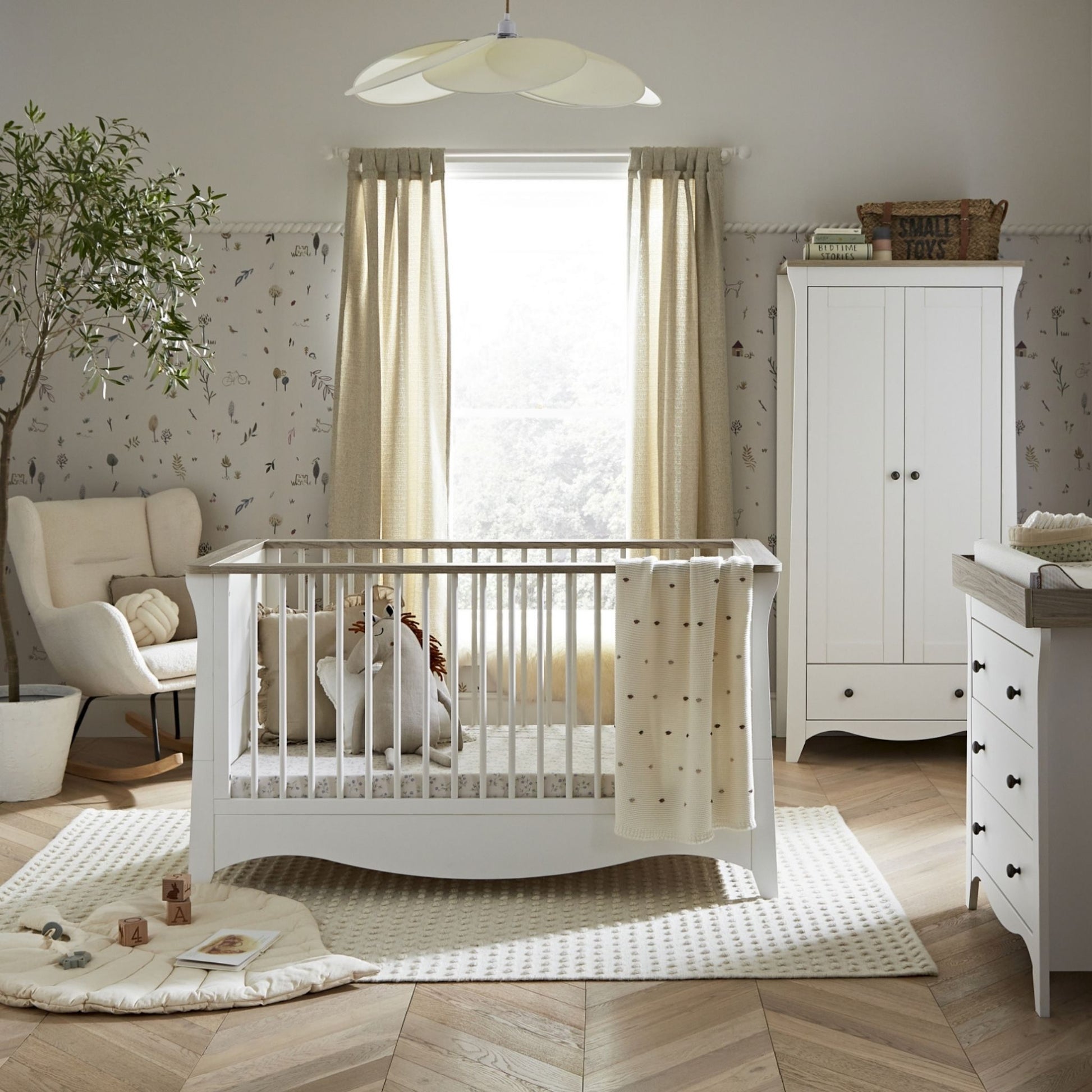 Wood Cot Bed Nursery Furniture Sets CuddleCo Clara Piece Nursery