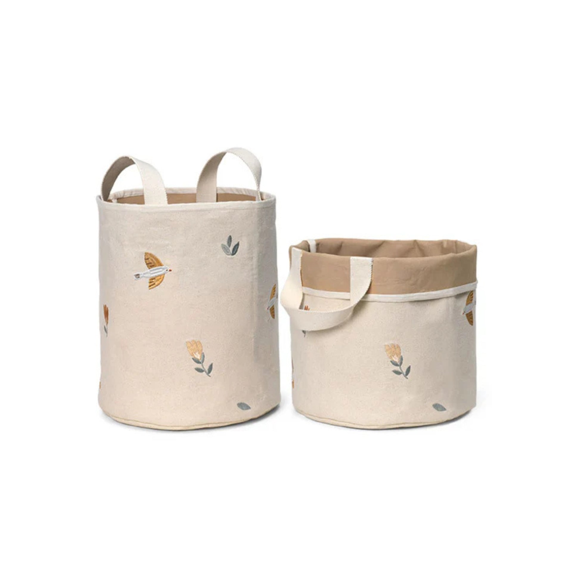 Dear April Small Embroidered Storage Baskets 2 Pack - Songbirds
