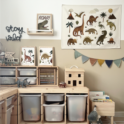 Kid of the Village Roar Dinosaur Fine Art Print - Stone