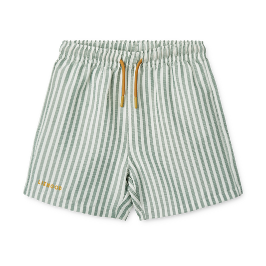 Liewood Duke Stripe Board Shorts - Stripe Peppermint / Crisp White
