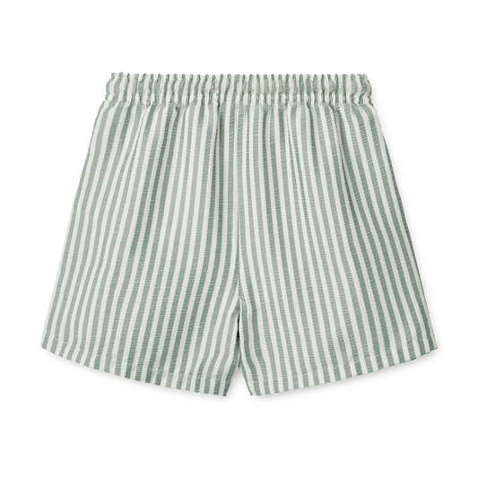 Liewood Duke Stripe Board Shorts - Stripe Peppermint / Crisp White