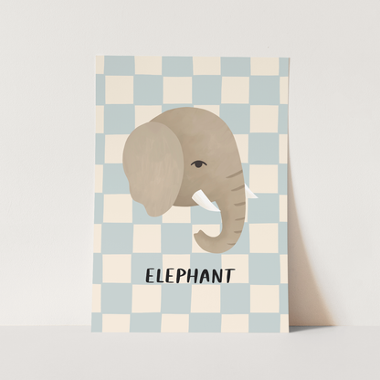 Kid of the Village Elephant Fine Art Print - Blue
