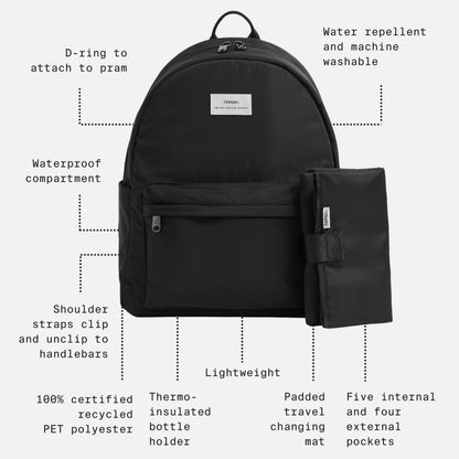 Finnson Ana Eco Changing Backpack With Changing Mat - Black