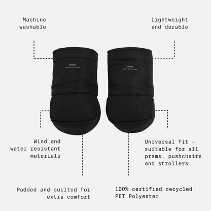 Finnson Astrid Eco Universal Stroller Mittens - Black