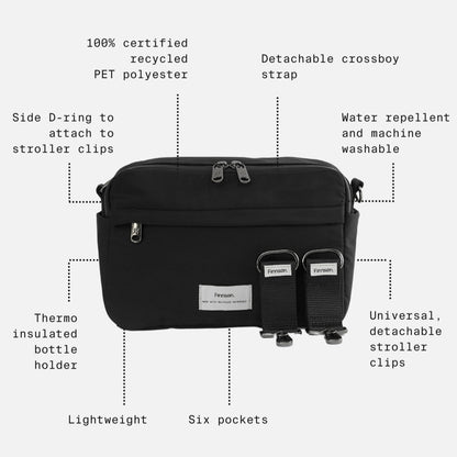 Finnson Frida Eco Stroller Organiser With Clips - Black