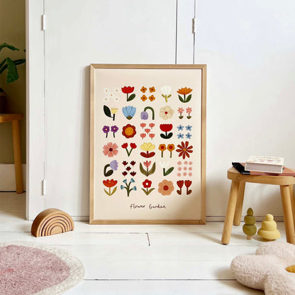 Kid of the Village Flower Garden Fine Art Print - Soft Pink