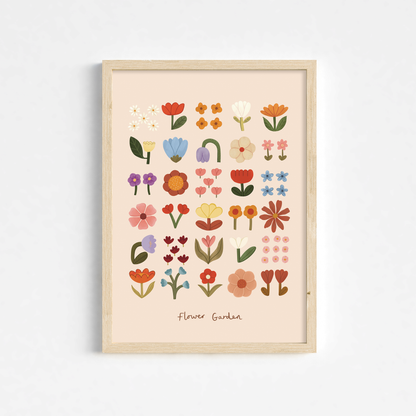 Kid of the Village Flower Garden Fine Art Print - Soft Pink