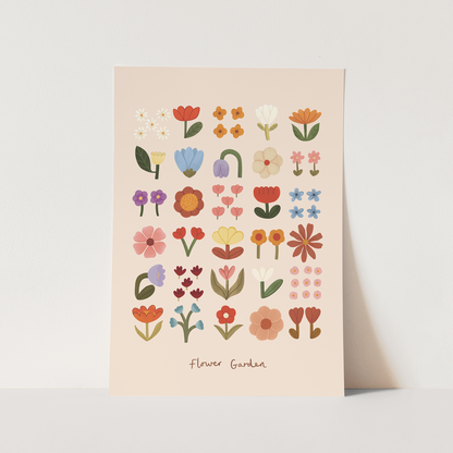 Kid of the Village Flower Garden Fine Art Print - Soft Pink