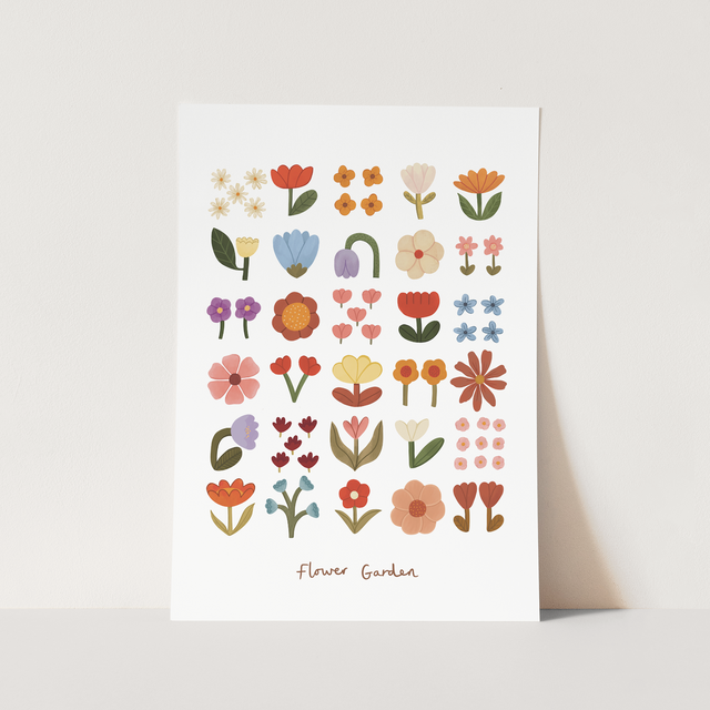 Kid of the Village Flower Garden Fine Art Print - White