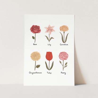 Kid of the Village Flowers Fine Art Print - White