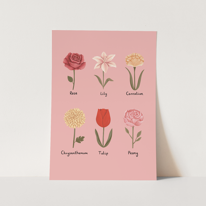 Kid of the Village Flowers Fine Art Print - Pink
