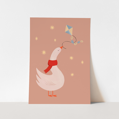 Kid of the Village Fly a Kite Duck Fine Art Print