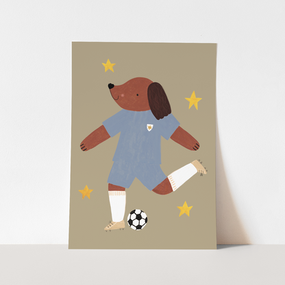 Kid of the Village Footie Pup Fine Art Print - Blue