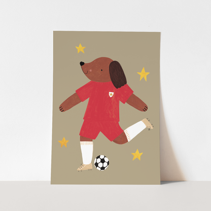 Kid of the Village Footie Pup Fine Art Print - Red