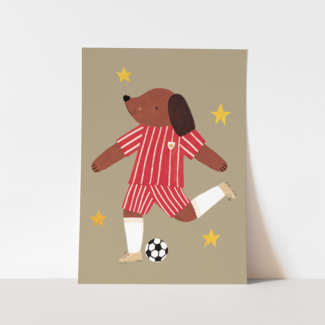 Kid of the Village Footie Pup Fine Art Print - Red Stripe