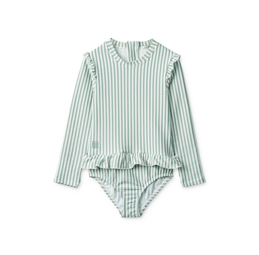 Liewood Sille Seersucker swimsuit - Y/D stripe: Sea Blue/White