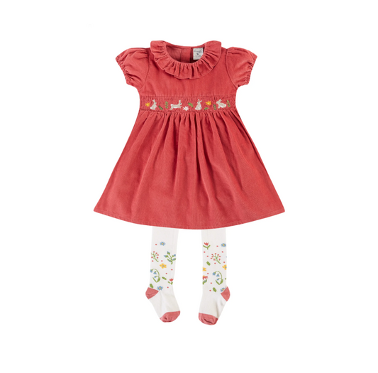 Frugi Amilie Party Outfit - Rosehip/Soft White