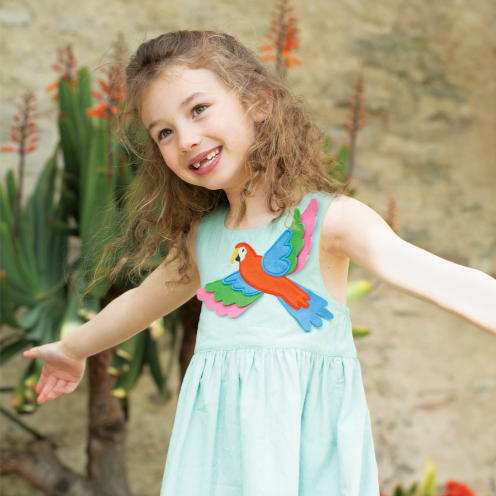 Frugi Phebe Party Dress - Spring Mint / Macaw