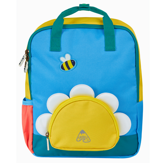 Frugi Ramble Rainbow Backpack - Beluga Blue / Daisy