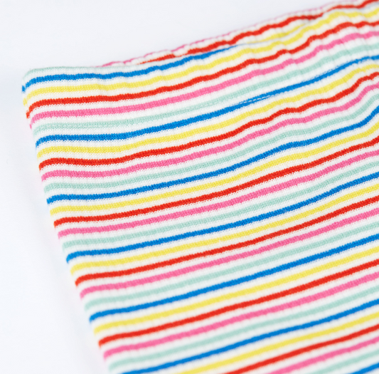 Frugi Laurie Rib Shorts - Rainbow Rib Stripe