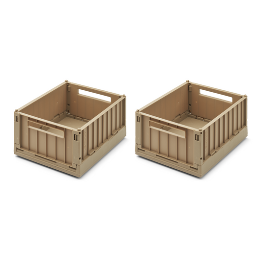 Liewood Weston Small Storage Box With Lid - Oat (2 Pack)