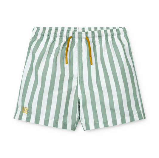 Liewood Duke Board Shorts - Stripe Peppermint / Crisp White