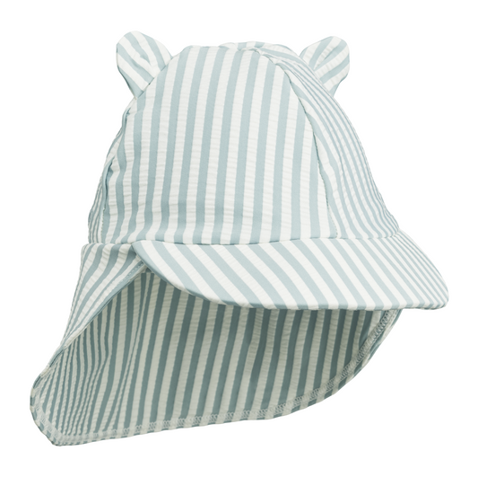 Liewood Senia Sun Hat Seersucker - Y/D stripe: Sea Blue/White