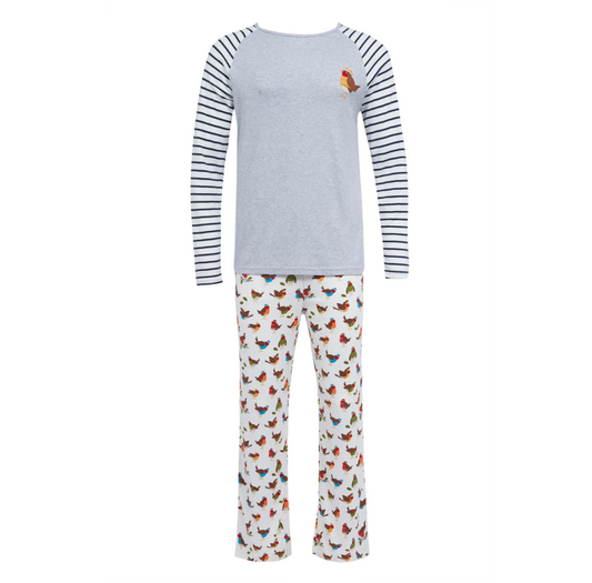 Frugi Switch Comet Men's Pyjamas - Indigo Stripe/Robins